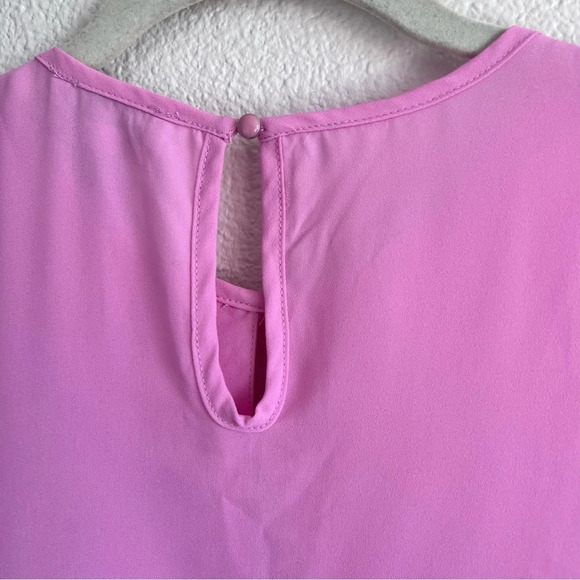 Carmen Marc Valvo Pink Flutter Sleeve Snap Front Blouse - Picture 12 of 13